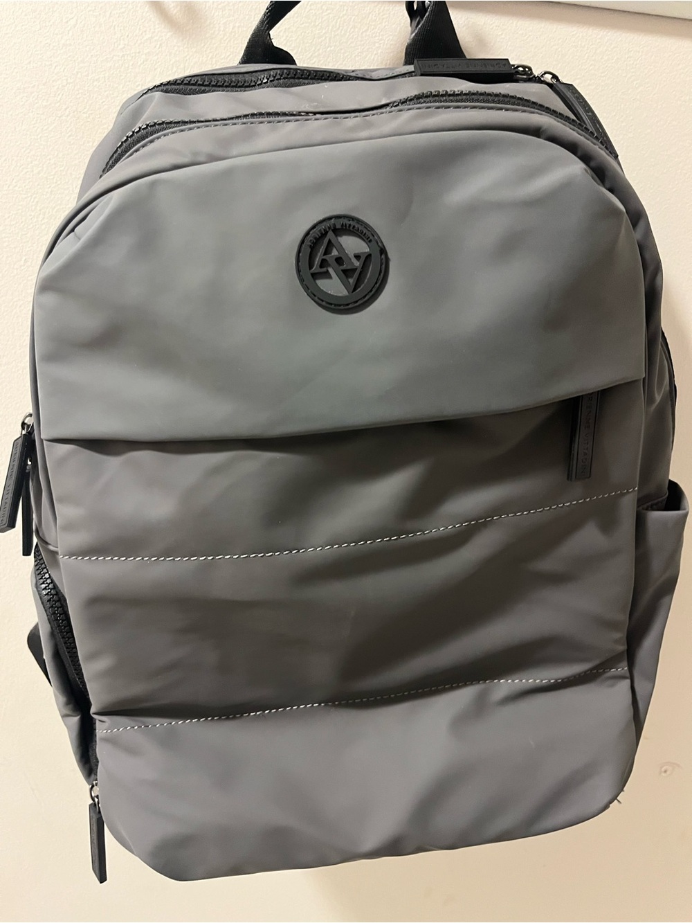 Adrienne Vittadini Gray Nylon Backpack – AV Logo – NWOT